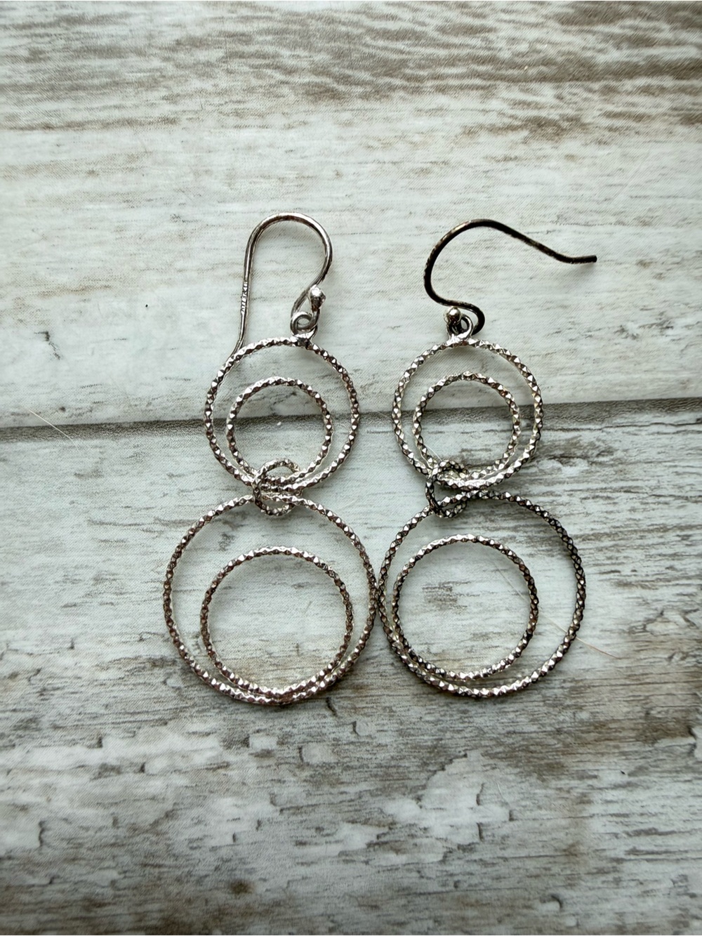 Silver-Tone Triple Hoop Dangle Earrings - Women Jewelry